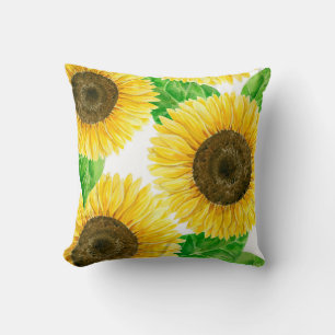 Sunflowers watercolor throw pillow