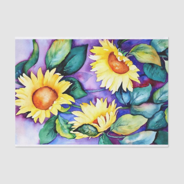 Sunflowers Watercolor Tissue Paper (Front)