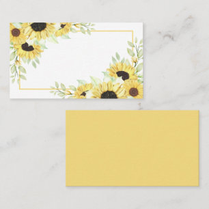 Sunflowers Watercolor Yellow Floral Wedding Place Card