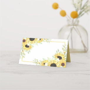 Sunflowers Watercolor Yellow Floral Wedding Place Card