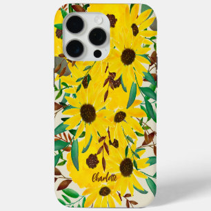 Sunflowers Watercolor Yellow Florals Personalized iPhone 15 Pro Max Case