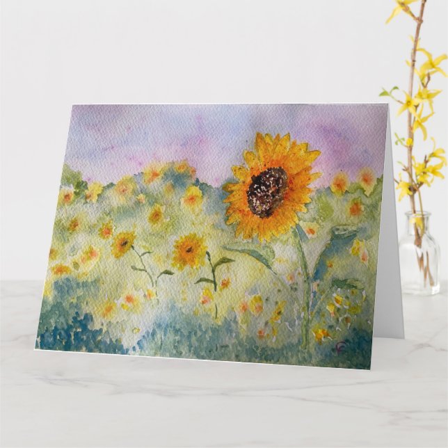 Sunflowers Watercolour  Card (Yellow Flower)