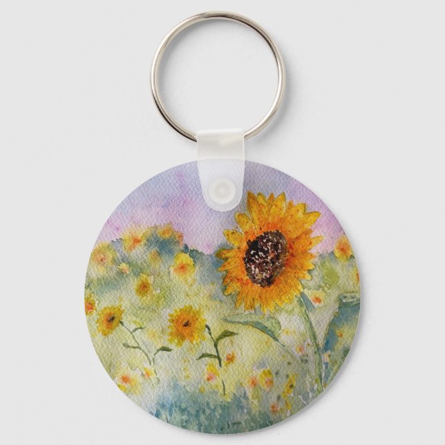 Sunflowers Watercolour   Keychain (Front)