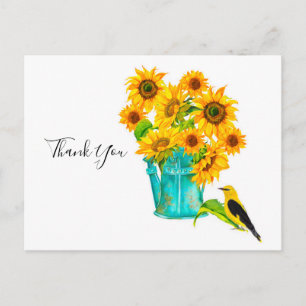 Sunflowers Watering Can Bouquet Thank You Postcard