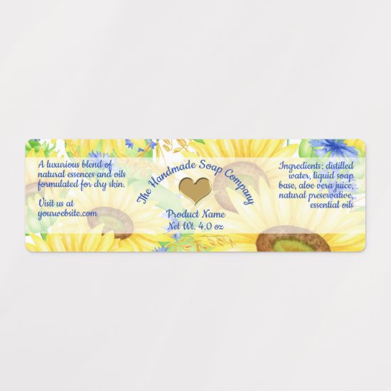 Sunflowers waterproof soap and cosmetics  labels