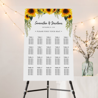 Sunflowers Wedding 20 Seating Chart Foam Boards