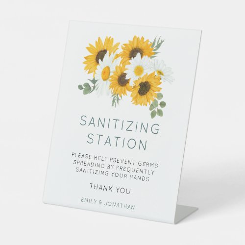 Sunflowers Wedding Covid Hand Sanitizer Station  Pedestal Sign