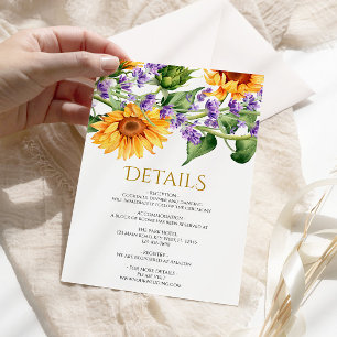  Sunflowers Wedding Details Enclosure Card