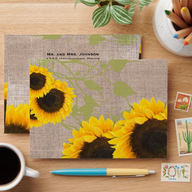 SunFlowers Wedding Envelopes (Desk)
