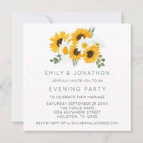 Sunflowers Wedding Evening Party Note Card