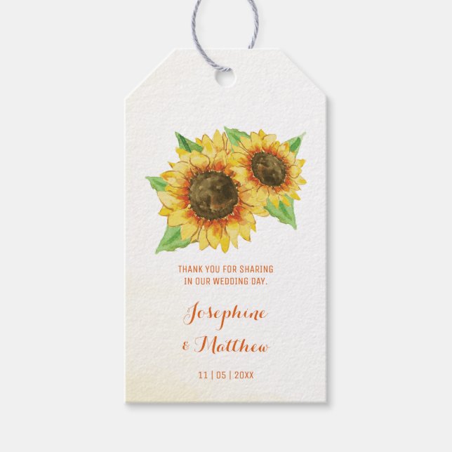 Sunflowers Wedding Favor Tags (Front)