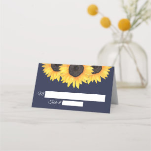 Sunflowers Wedding  Place Cards Country Blue