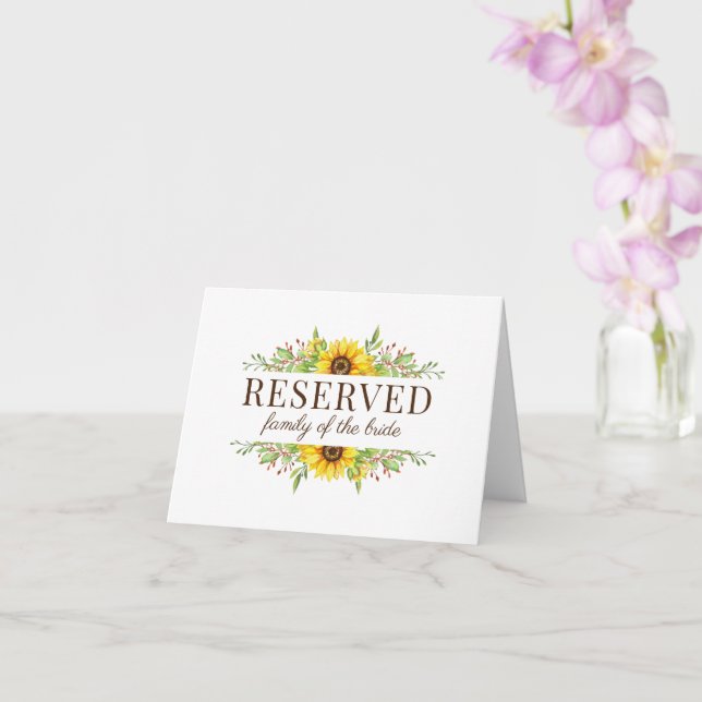 Sunflowers wedding reserved place cards (Orchid)
