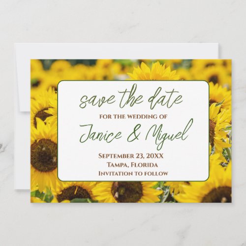 Sunflowers Wedding Save The Date Card