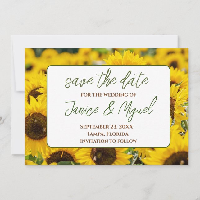 Sunflowers Wedding Save The Date Card (Front)