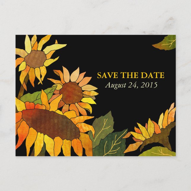Sunflowers: Wedding Save the Date Postcards (Front)