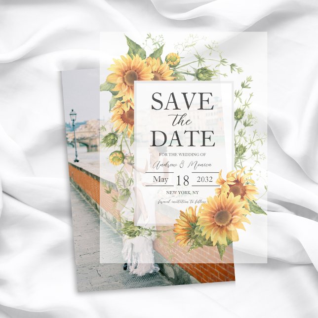 Sunflowers Wedding Save The Date Translucent Paper Vellum Invitations (Sunflowers Wedding Save The Date Translucent Paper Vellum Invitations)