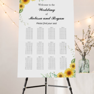 Sunflowers Wedding Seating Chart  Foam Board