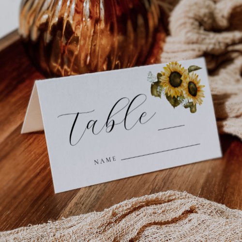 Sunflowers Wedding Table Number Place Card