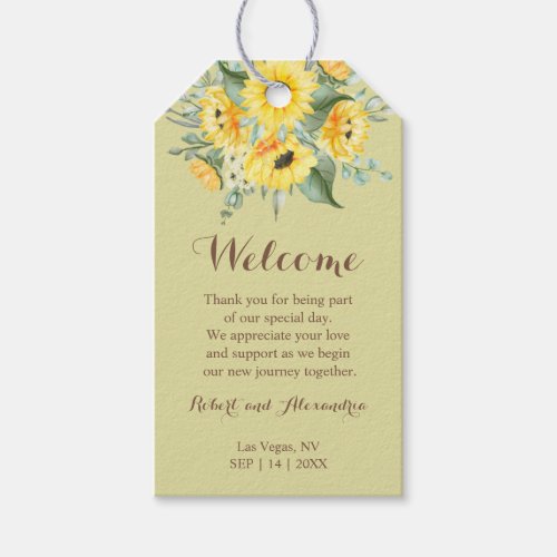 Sunflowers Wedding Welcome Favor Party Favor Gift Tags