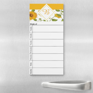 Sunflowers week planner magnetic notepad