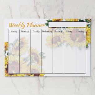 Sunflowers Weekly planner sheets Paper Pad