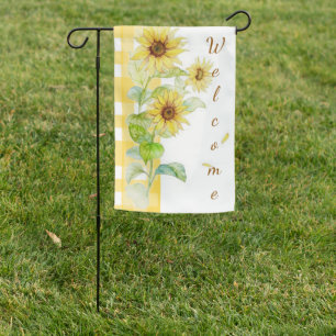 Sunflowers welcome garden flag