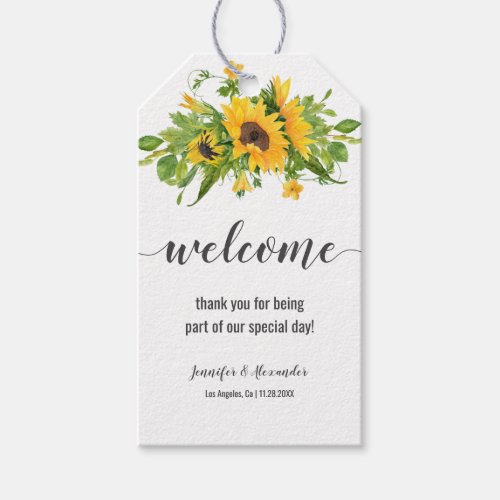 Sunflowers Welcome Gift Tags