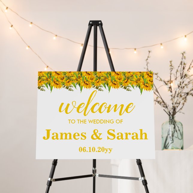 Sunflowers Welcome to our Wedding Foam Board Sign (In Situ (Stand))