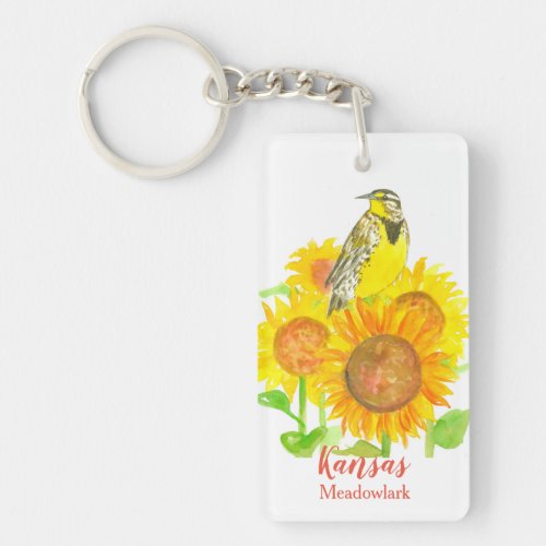 Sunflowers Western Meadowlark Wildflower Keychain