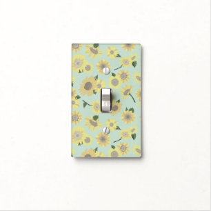 Sunflowers Whimsical Yellow Blue Floral Pattern Light Switch Cover