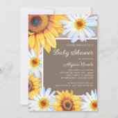 Sunflowers White Daisies Burlap Baby Shower Invitation (Front)