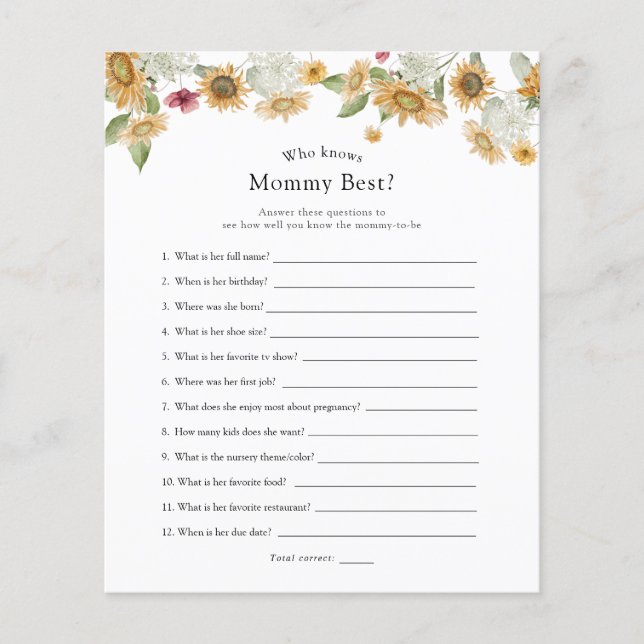 Sunflowers Who Knows Mommy Best (Front)