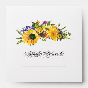 Sunflowers Wild Meadow Rustic Summer Wedding Envelope
