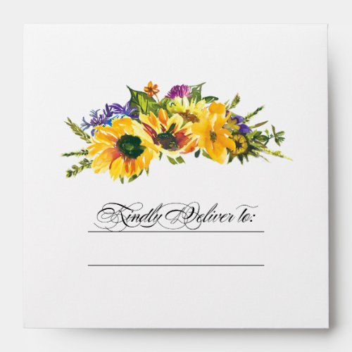 Sunflowers  Wild Meadow Rustic Summer Wedding Envelope