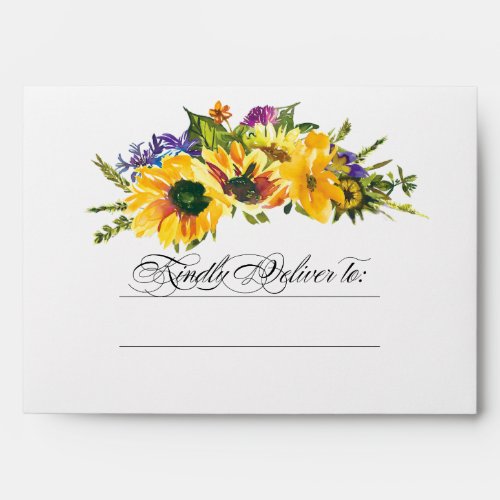 Sunflowers  Wild Meadow Rustic Summer Wedding Envelope