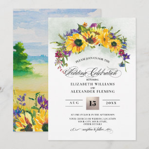 Sunflowers Wild Meadow Summer Rustic Wedding Invitation
