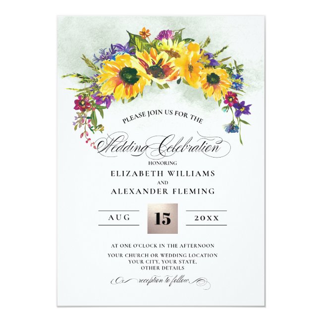 Sunflowers | Wild Meadow Summer Rustic Wedding Invitation