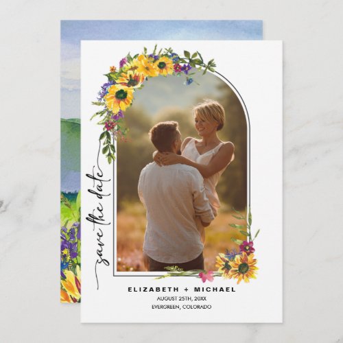 Sunflowers  Wild Meadow Summer Wedding Photo Save The Date