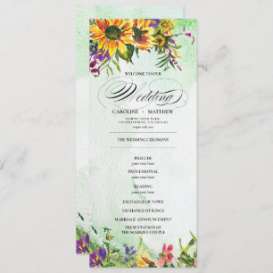 Sunflowers Wild Meadow Wedding Program Cards