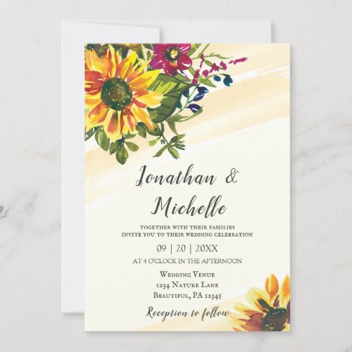 Sunflowers Wildflowers Floral Christian Wedding Invitation