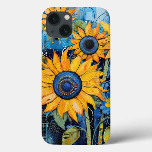 Sunflowers Wildflowers Flower Mixed Media Design iPhone 13 Case