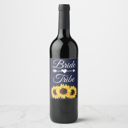 Sunflowers Wine Label  Country Blue Bride Tribe