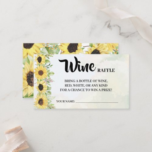 Sunflowers Wine Raffle Ticket Bridal Shower card