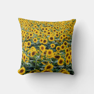 Sunflowers, Wisconsin field Throw Pillow
