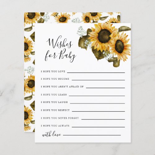 Sunflowers Wishes for Baby Card