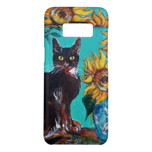 SUNFLOWERS WITH BLACK CAT IN BLUE TURQUOISE Case_Mate SAMSUNG GALAXY S8 CASE