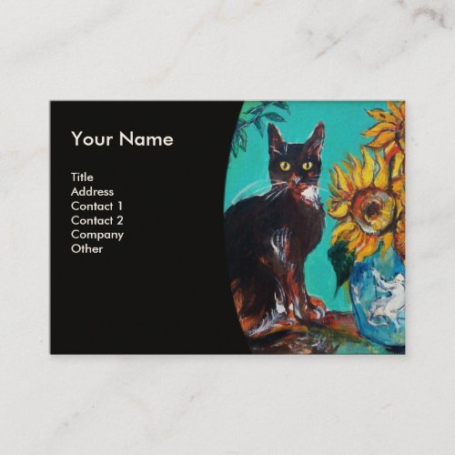 SUNFLOWERS WITH CAT BUSINESS CARD
