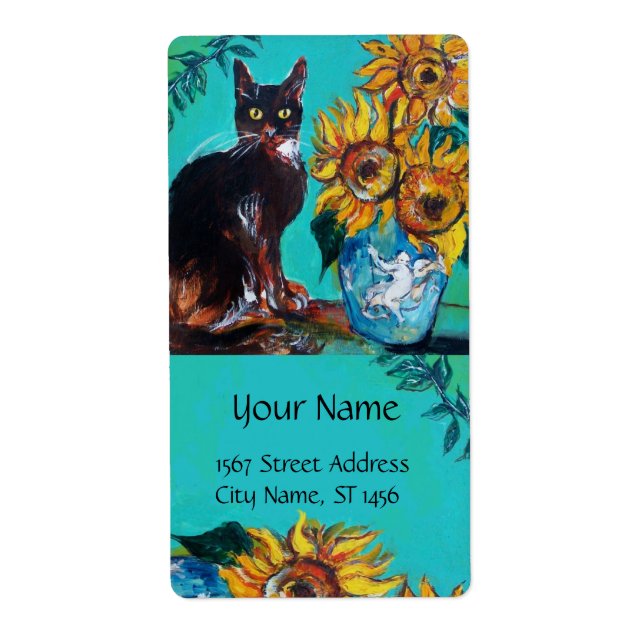 SUNFLOWERS WITH CAT LABEL (Front)