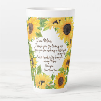 Sunflowers with Dear Mom Letter Latte Mug